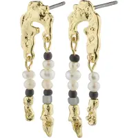 Pilgrim Oorbellen 'Niya' goud / stone grey / zwart / parelwit