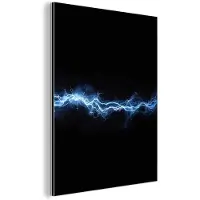 MuchoWow Aluminium schilderij 120x160 cm - Wanddecoratie metaal - Bliksemflits - Blauw - Energie - Metalen muurdecoratie woonkamer - Decoratie industrieel - Foto op dibond - Industriële accessoires slaapkamer
