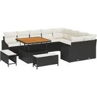 vidaXL Tuinbank Set 12 st 7-Aantal zitplaatsen Zwart Poly rattan