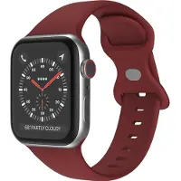 Mobigear Siliconen Watch bandje geschikt voor Apple Watch Bandje Druksluiting | Sport Dual - 42/41/40/38 mm - Bordeaux Rood