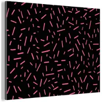MuchoWow Aluminium schilderij 160x120 cm - Wanddecoratie metaal - Streepjes - Roze - Abstract - Metalen muurdecoratie woonkamer - Decoratie industrieel - Foto op dibond - Industriële accessoires slaapkamer