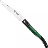 Laguiole En Aubrac Ebony, Malachite Inlay, Handcarved Plates, zakmes, 12 cm