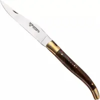 Laguiole En Aubrac Le Bijou L0212LCHB/WCBJ Ironwood Burl, Handcarved Copper Plates, Matt Brass Bolsters, zakmes, 12 cm