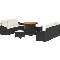 vidaXL Tuinbank Set 9 st 8-Aantal zitplaatsen Zwart en Crème