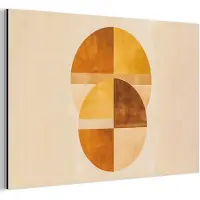MuchoWow Aluminium schilderij 180x120 cm - Wanddecoratie metaal - Cirkels - Geel - Minimalistisch - Metalen muurdecoratie woonkamer - Decoratie industrieel - Foto op dibond - Industriële accessoires slaapkamer