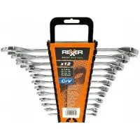 Rexxer Ring- en steeksleutelset 6-22 mm, 12 stuks, CrV-staal