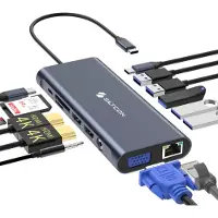 Siltcon Docking Station 14-in-1 USB-C - 2x HDMI 4K - VGA - RJ45 - 100W