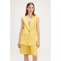 Motivi Linen Viscose Long Waistcoat Yellow Maat: XS | Gilets Outlet | Dames | Geel