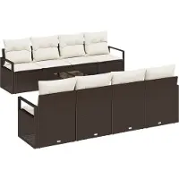 vidaXL Tuinbank Set 9 st 8-Aantal zitplaatsen Bruin en Crème