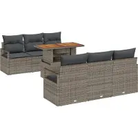 vidaXL Tuinbank Set 7 st 6-Aantal zitplaatsen Grijs
