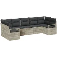 vidaXL Bankstel 7 st Lichtgrijs poly rattan