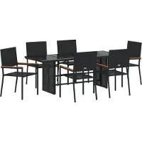 vidaXL Tuin Eettafel Set 7 st Zwart poly rattan