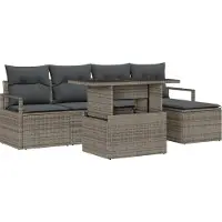 vidaXL Tuinbank Set 6 st Grijs poly rattan
