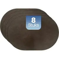 Phreeze Placemat Ovaal - 8 Stuks - Dubbelzijdige Placemats - Kunststof - Grijs & Geel