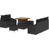 vidaXL Tuinbank Set 8 st 7-Aantal zitplaatsen Zwart