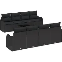 vidaXL Tuinbank Set 9 st 8-Aantal zitplaatsen Zwart
