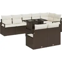 vidaXL Tuinbank Set 9 st 8-Aantal zitplaatsen Bruin en Crème