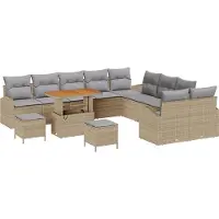 vidaXL Tuinbank Set 13 st 12-Aantal zitplaatsen Beige en Lichtgrijs