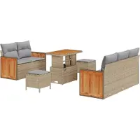 vidaXL Tuinbank Set 10 st 7-Aantal zitplaatsen Beige en Lichtgrijs