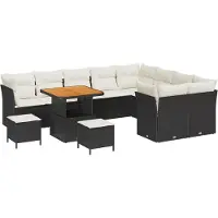 vidaXL Tuinbank Set 12 st 9-Aantal zitplaatsen Zwart en Crème