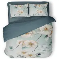 Eleganzzz Dekbedovertrek Micropercal Wildflower - light blue 240x200/220cm