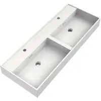 Brauer Gravity Dubbele Wastafel 120x46cm - Mineraalmarmer - 2 Kraangaten - Wit - 8720724515551 - Wastafels, Meubelwastafels