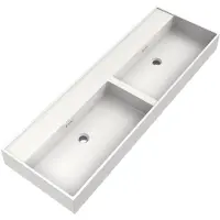Brauer Gravity Dubbele Wastafel 140x46cm - Mineraalmarmer - Zonder Kraangat - Wit - 8720724515568 - Rechthoekig - Wastafels, Meubelwastafels