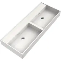 Brauer Gravity Dubbele Wastafel 120x46cm - Mineraalmarmer - Zonder Kraangaten - Wit - 8720724515544 - Wastafels, Meubelwastafels