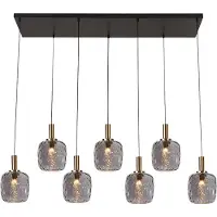 Fantasia Okiru hanglamp Balk 7xE27 zwart, grijs glas