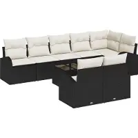 vidaXL Tuinbank Set 9 st Zwart en Wit poly rattan