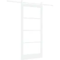 vidaXL - Schuifdeur - ORKDAL - Wit - 93 - x - 202 - cm - Massief - grenenhout - en - glas