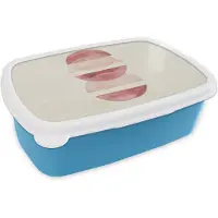 MuchoWow Broodtrommel Blauw - Lunchbox Minimalistisch - Cirkels - Roze - Brooddoos 18x12x6 cm - Brood lunch box - Broodtrommels voor kinderen en volwassenen