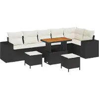 vidaXL Tuinbank Set 9 st 6-Aantal zitplaatsen Zwart en Crème
