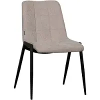 Label51 Noor Eetkamerstoel - Naturel - Chenille - Zwart Metalen Frame - Stoel - Normale eetkamerstoel