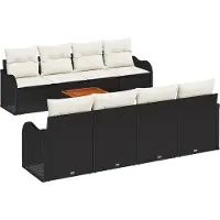 vidaXL Tuinbank Set 9 st Zwart en Crème poly rattan