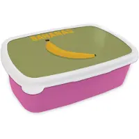 MuchoWow Broodtrommel Roze - Lunchbox Banaan - Minimalistisch - Geel - Brooddoos 18x12x6 cm - Brood lunch box - Broodtrommels voor kinderen en volwassenen