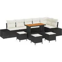 vidaXL Tuinbank Set 10 st 9-Aantal zitplaatsen Zwart Poly rattan