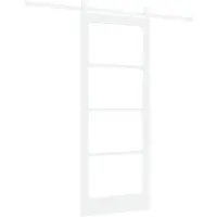 vidaXL Schuifdeur ORKDAL Wit 83 x 202 cm Massief grenenhout en glas