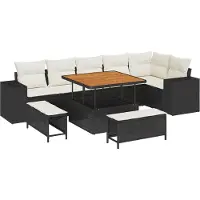 vidaXL Tuinbank Set 9 st 6-Aantal zitplaatsen Zwart en Crème