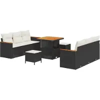 vidaXL Tuinbank Set 11 st 10-Aantal zitplaatsen Zwart en Crème