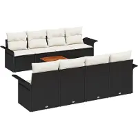 vidaXL Tuinbank Set 9 st Zwart en Crème poly rattan