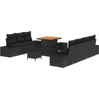 vidaXL Tuinbank Set 10 st 9-Aantal zitplaatsen Zwart Poly rattan