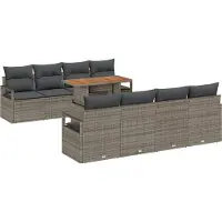 vidaXL Tuinbank Set 9 st Grijs Poly rattan