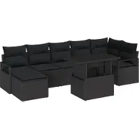 vidaXL Tuinbank Set 8 st Zwart poly rattan