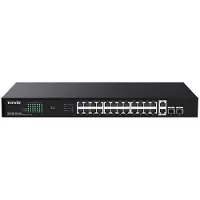 Tenda Unmanaged PoE+ switch met 26 poorten (24xPoE+ 370W), 2xSFP, rackmontage
