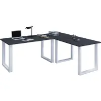 VCM Holz Schreibtisch | Eckschreibtisch schlicht | 160x160 | L Form links oder rechts | Arbeitstisch Platte 80 cm tief | Computertisch Büromöbel - Lona U