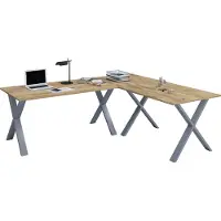 VCM Holz Schreibtisch | Eckschreibtisch schlicht | 160x160 | L Form links oder rechts | Arbeitstisch Platte 80 cm tief | Computertisch Büromöbel - Lona X