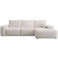 NADUVI Collection Hoekbank met slaapfunctie Calvados rechts chenille | chenille wit 264x82x162 cm hoekbanken | NADUVI
