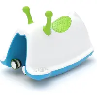 Chillafish Trackie loopwagen: Schommelen, lopen, duwen of treintje spelen alles in een, Blauw/Groen