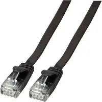 PROCABLE Netwerkkabel | Cat6a U/UTP | 0.25 meter (100% koper, Plat, Zwart)